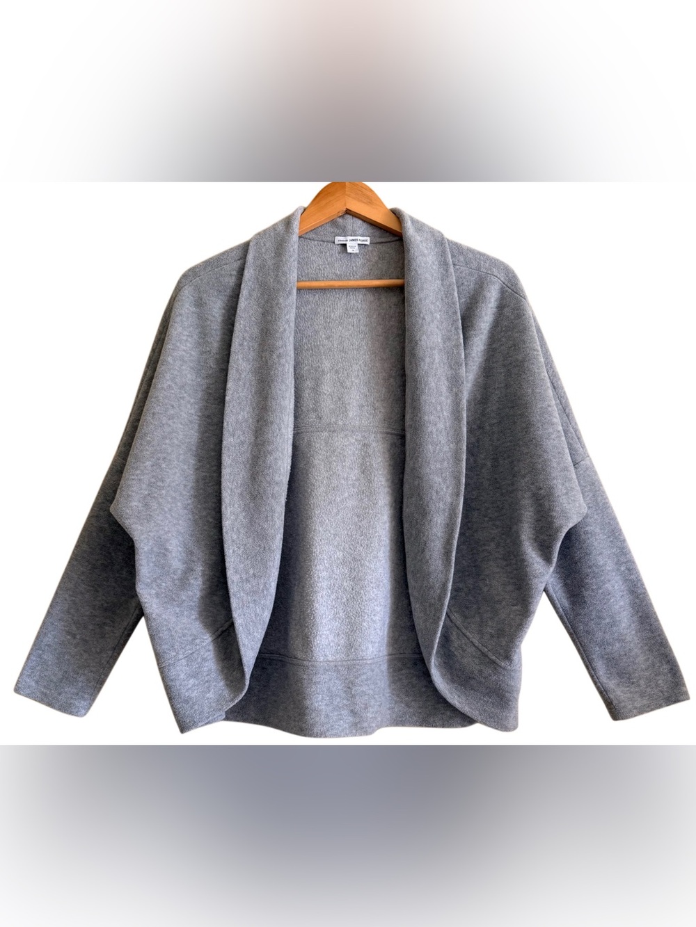 JAMES PERSE Lightweight Minimalist Cozy Comfy Chic Fleece Open Front Jacket 3/L